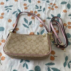 Coach Tan Pink Shoulder Strap Underarm Bag